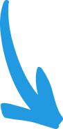 Blue curved arrow pointing down and left on a white background